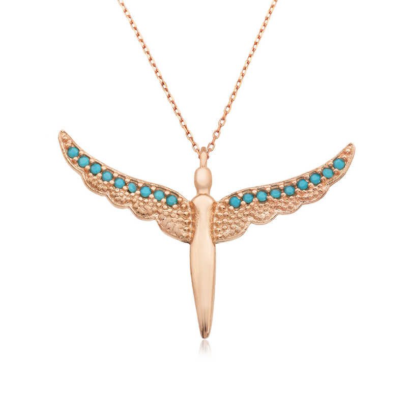 Collar de mujer con ángel alado de plata