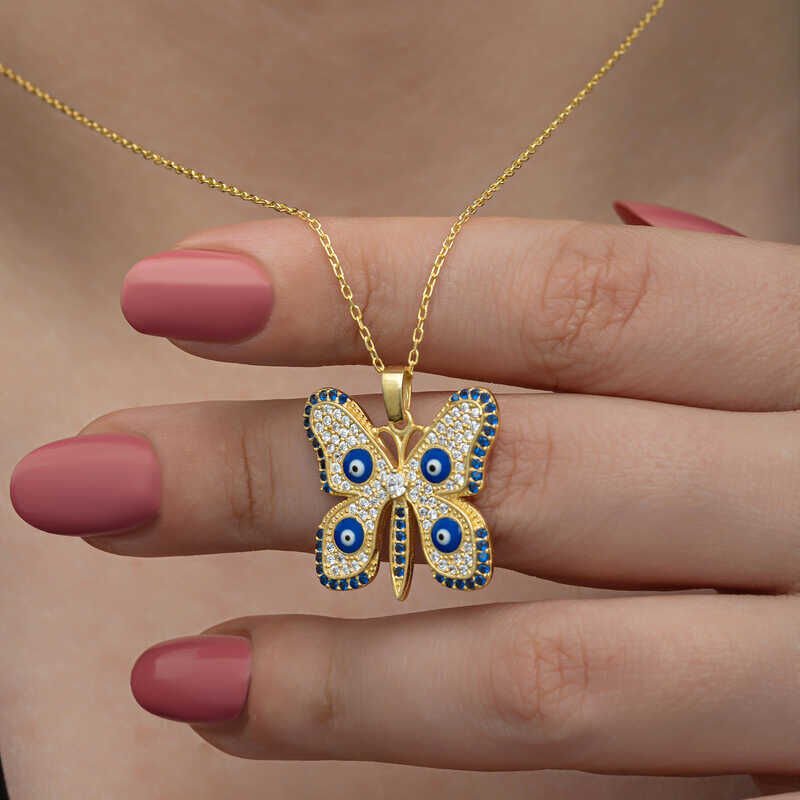 Silver Gold Evil Eye Butterfly Women's Necklace