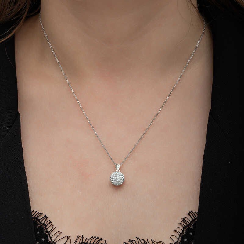 Silver White Crystal Stone Women's Necklace