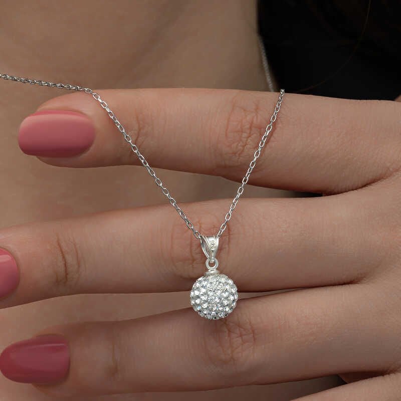 Silver White Crystal Stone Women's Necklace