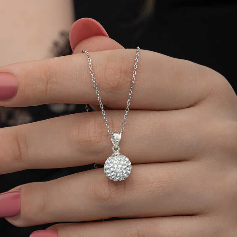 Silver White Crystal Stone Women's Necklace