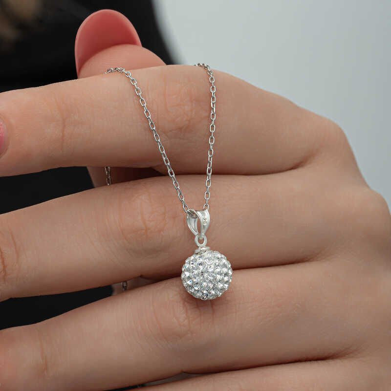 Silver White Crystal Stone Women's Necklace
