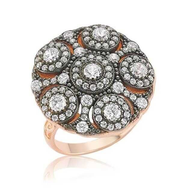 Silver Rose Diamond Mounted Women's Ring