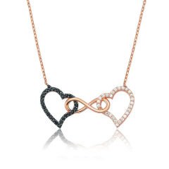 Silver Infinity Two Hearts Women's Necklace