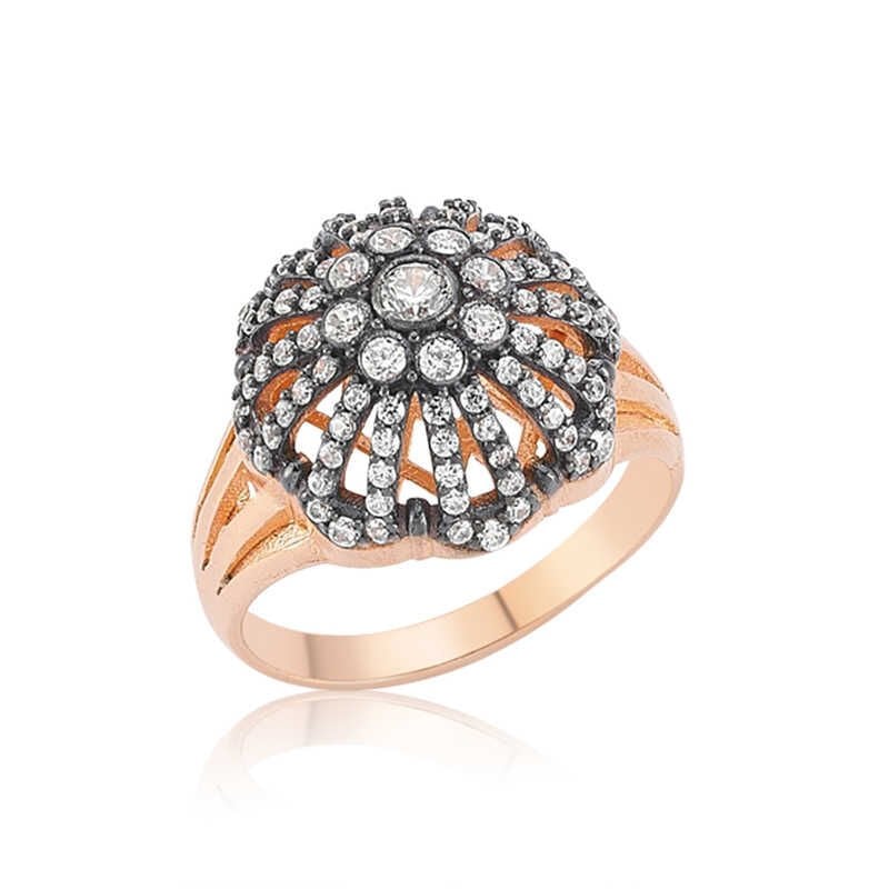 Silver Rose Diamond Mounted Women's Ring