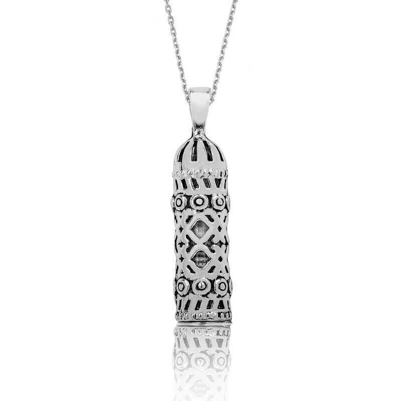 Silver Cylinder Cevsen Prayer Necklace