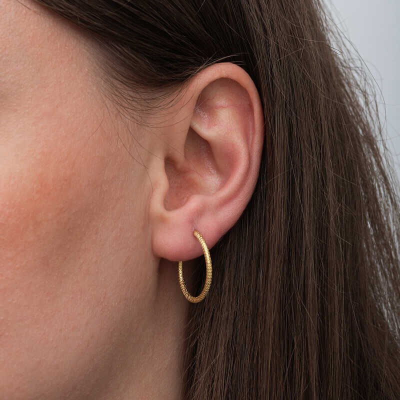 Silver Gold Pencil Hoop Women's Earring