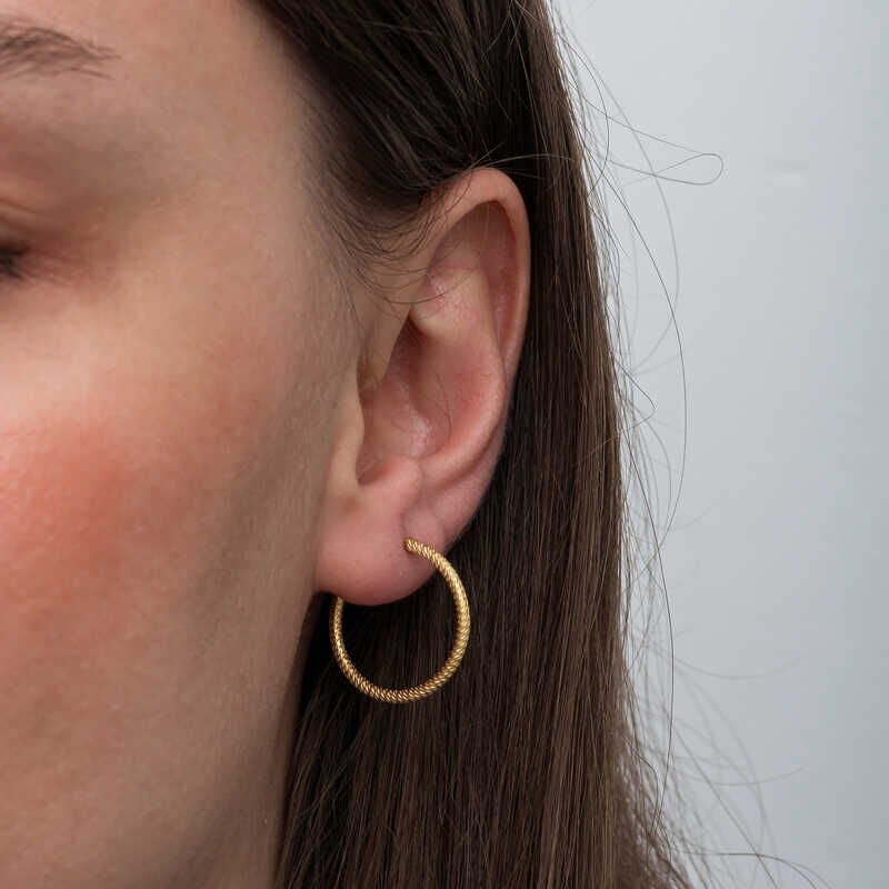 Silver Gold Pencil Hoop Women's Earring