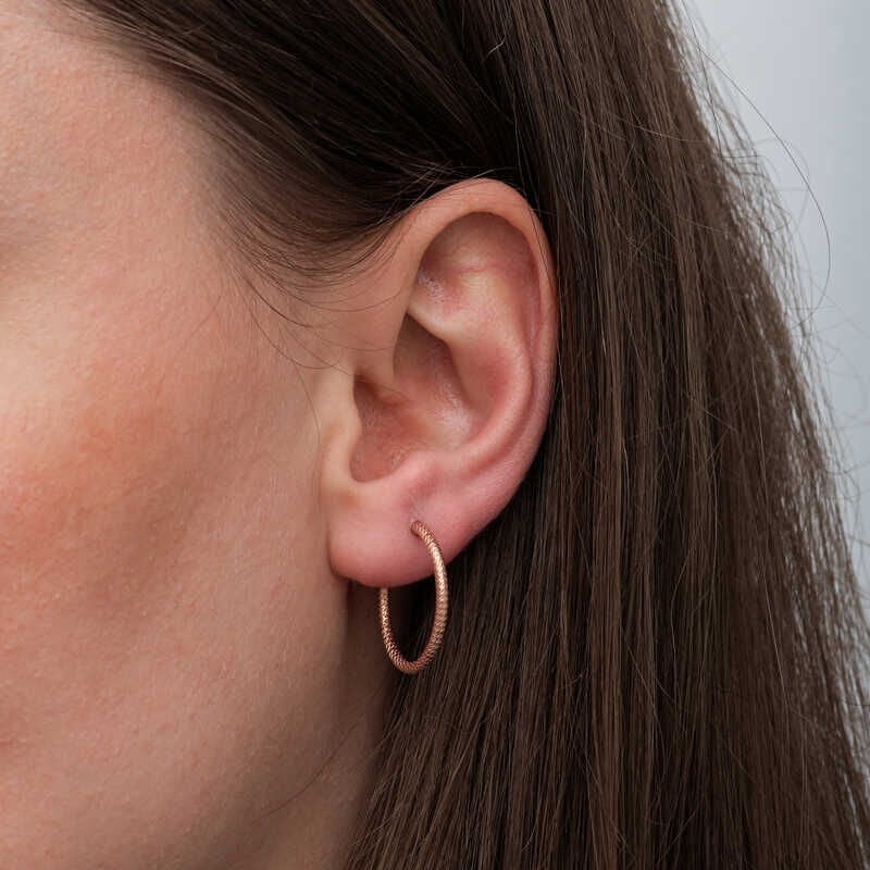 Silver Rose Pencil Hoop Women's Earring