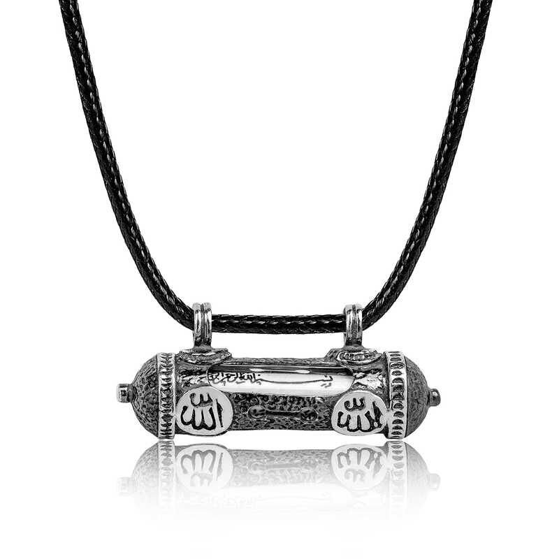 Silver Allah Written Cevsen Prayer Necklace