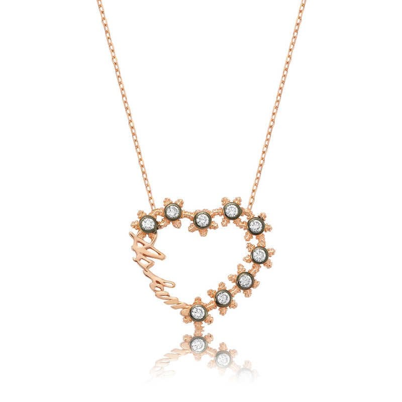 Collar de plata con corazón escrito 