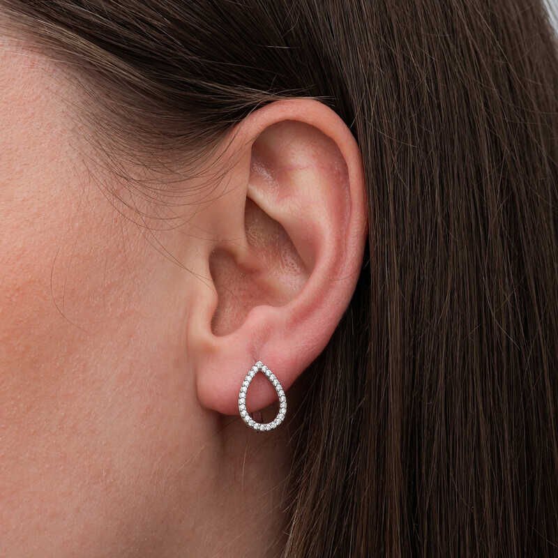 Silver White Stone Drop Women's Earrings