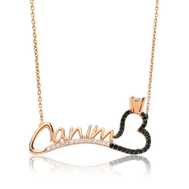 Silver My Love Written Single Stone Heart Women's Necklace