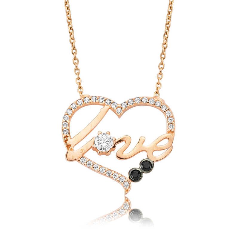 Collar de plata con corazón de amor para mujer