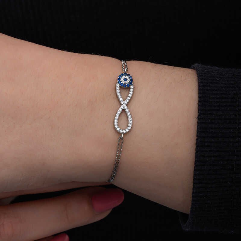 Silver Evil Eye Infinity Women's Bracelet