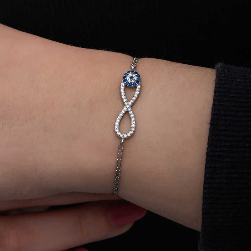 Silver Evil Eye Infinity Women's Bracelet