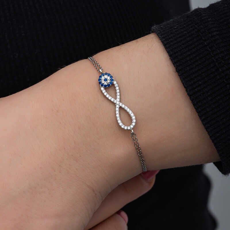 Silver Evil Eye Infinity Women's Bracelet