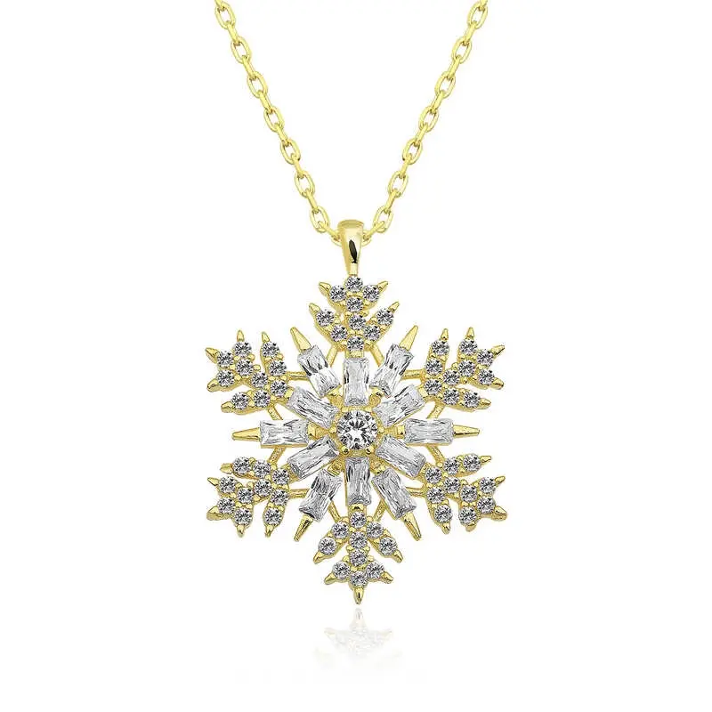 Gümüş Gold Kar Tanesi Kolye