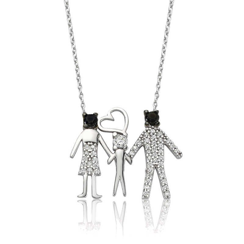 Silver Happy Family Ladies Necklace