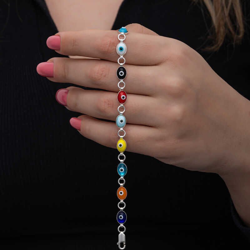 Silver Color Evil Eye Enamel Women's Bracelet