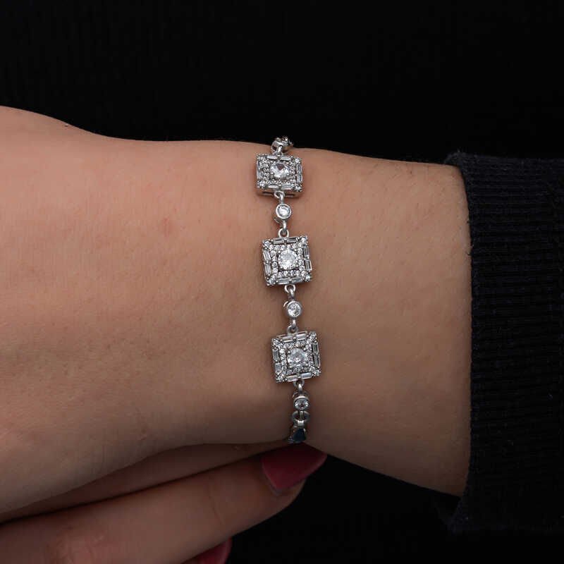 Silver Baguette Stone Women's Bracelet