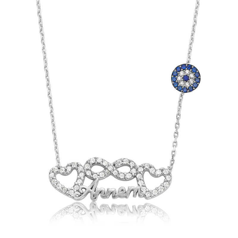 Silver Infinity Heart Mom Women's Necklace