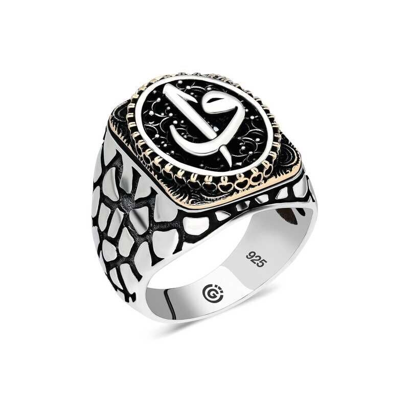 Silver Elif Vav Oval Men's Ring
