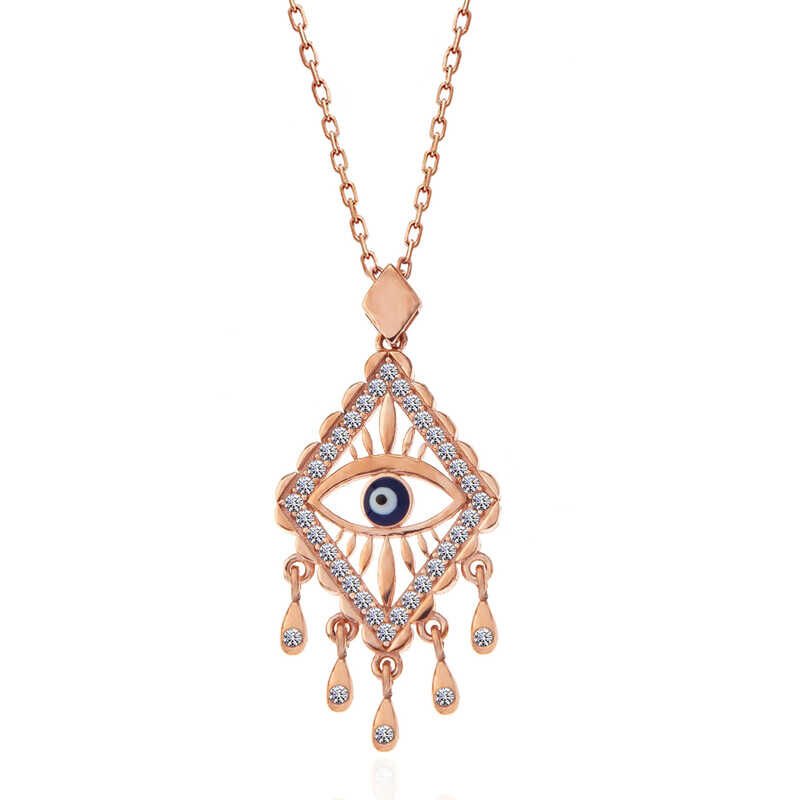 Collar de rosa de plata con mal de ojo