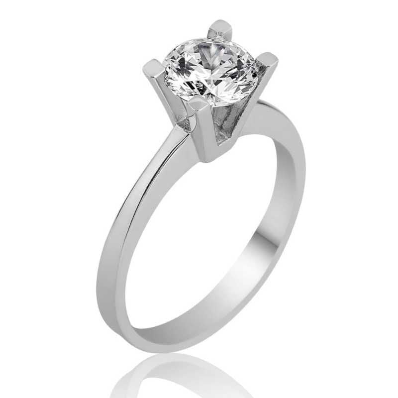 Anillo de plata con una sola piedra para mujer