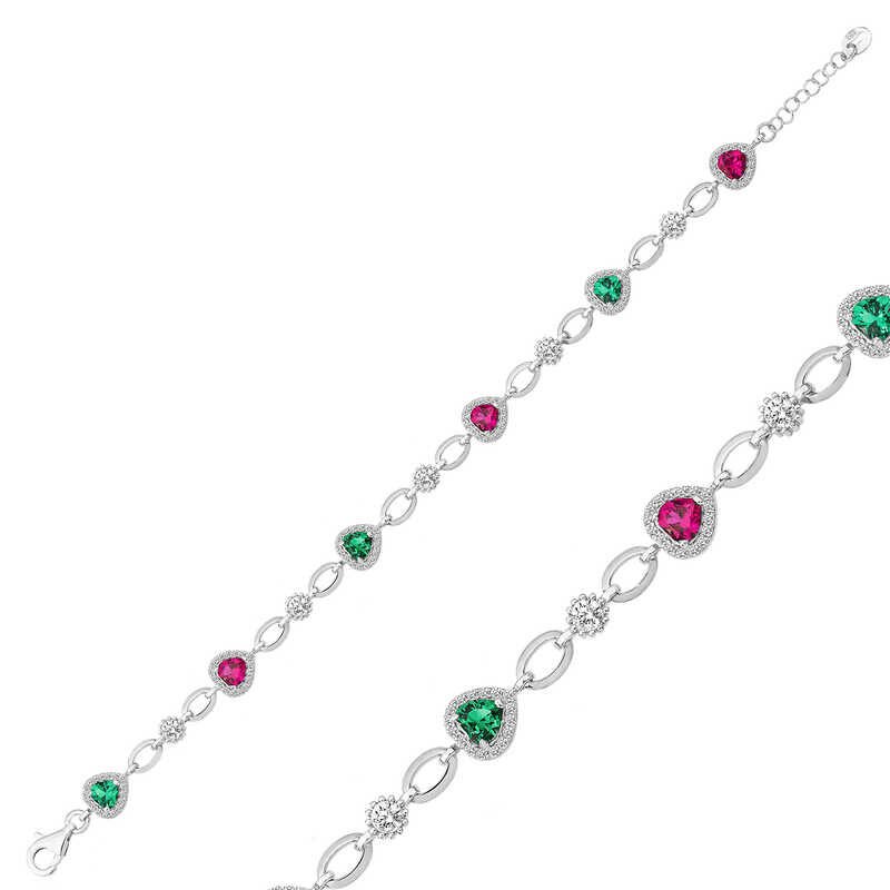 Pulsera de mujer con corazones en color plata