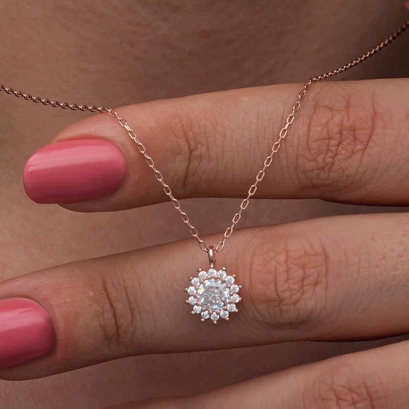 Silver Rose Minimal Round Anturaj Women's Necklace