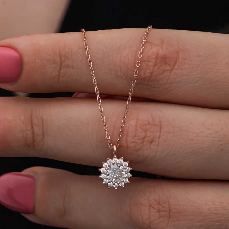 Silver Rose Minimal Round Anturaj Women's Necklace