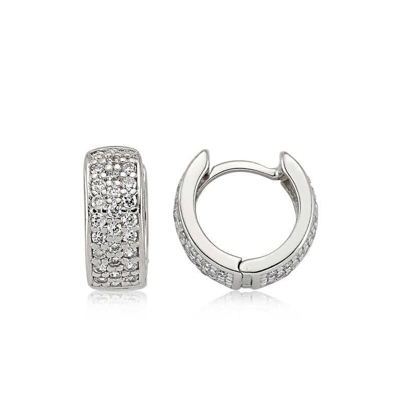 Pendientes de aro de plata con piedra blanca