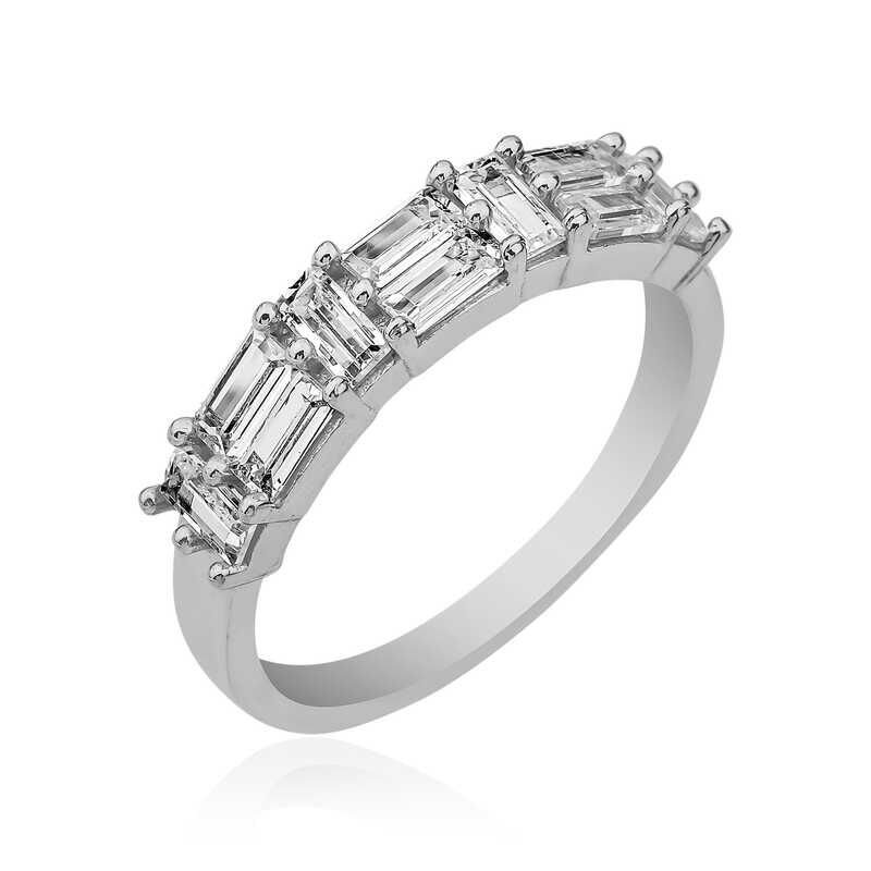 Anillo de plata con piedra baguette para mujer