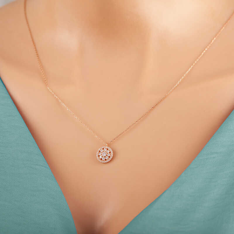 Silver Rose Flower Women's Necklace