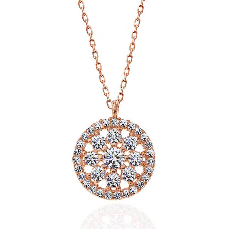 Silver Rose Flower Women's Necklace