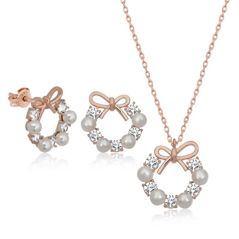 Silver Pearl Ribbon Women Set