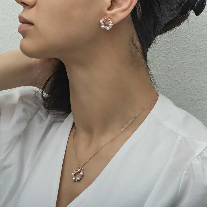 Silver Pearl Ribbon Women Set