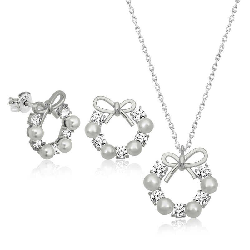 Silver Pearl Ribbon Women Set