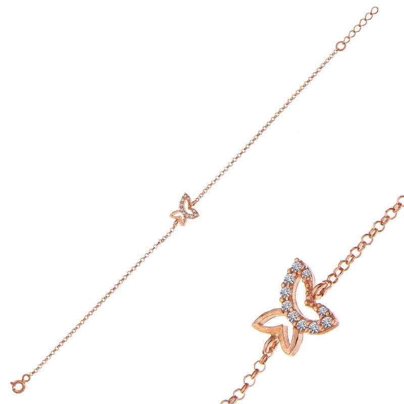 Silver Rose Butterfly Women's Bracelet