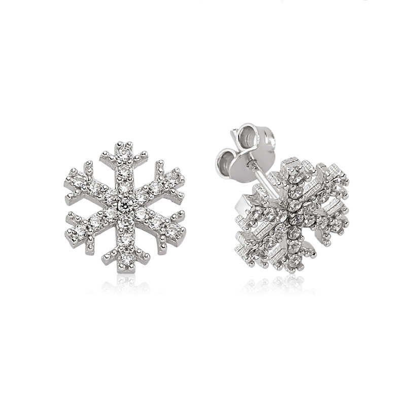 Pendientes de copo de nieve de plata