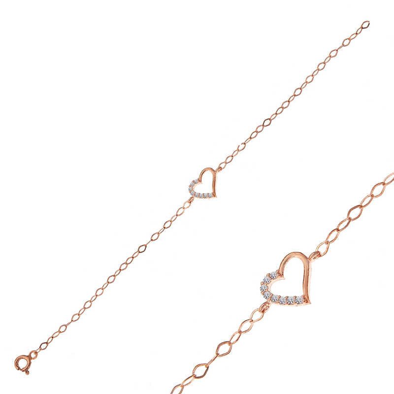 Silver Rose Heart Women's Bracelet