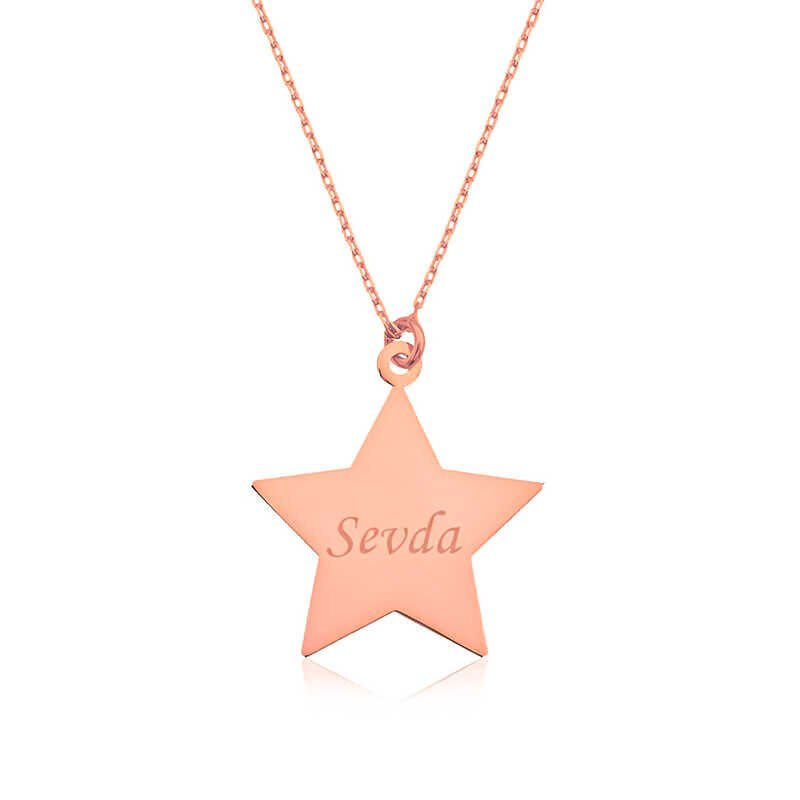 Silver Rose Personalized Name Star Necklace