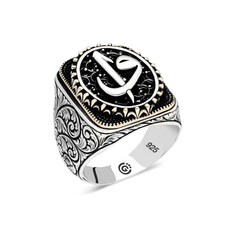 Silver Elif Vav Oval Men's Ring