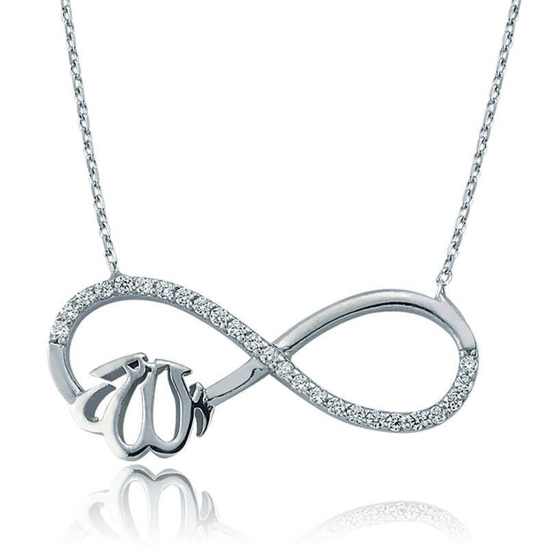 Collar de plata con el infinito escrito por Alá para mujer