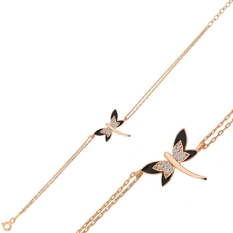 Silver Rose Dragonfly Women's Bracelet