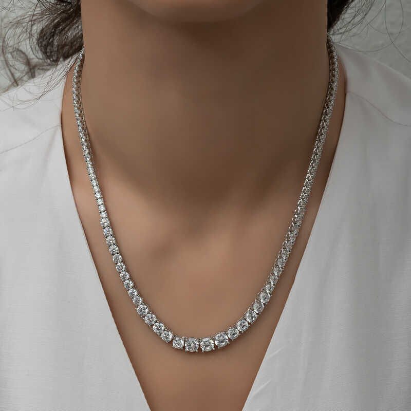 Silver Strained White Stone Waterway Women's Necklace