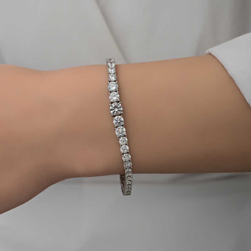 Silver Strained White Stone Waterway Women's Bracelet