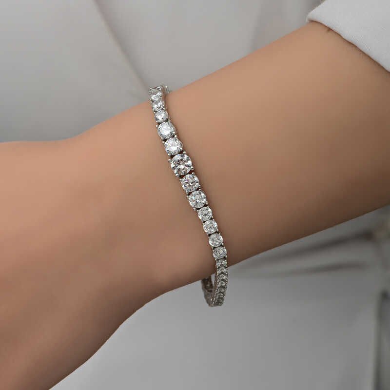Silver Strained White Stone Waterway Women's Bracelet