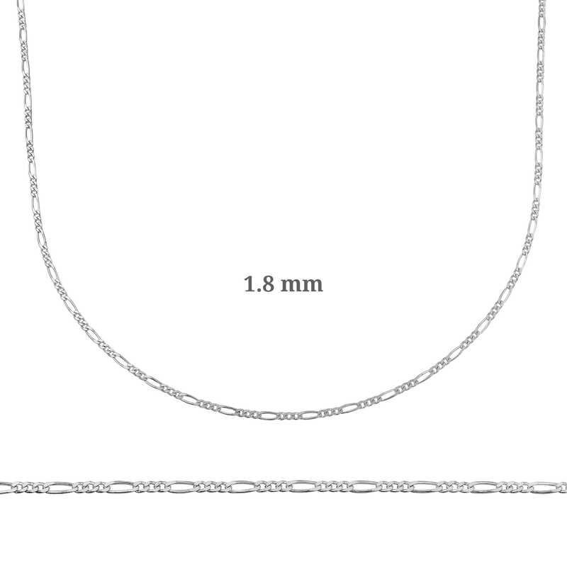 1.8 mm Gümüş Figaro Zincir - 0.50 mikron